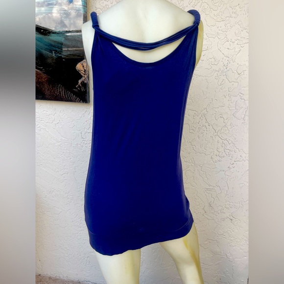 New York Blue Sleeveless Dress with Studded Neckline and tassels size S new - Picture 3 of 16